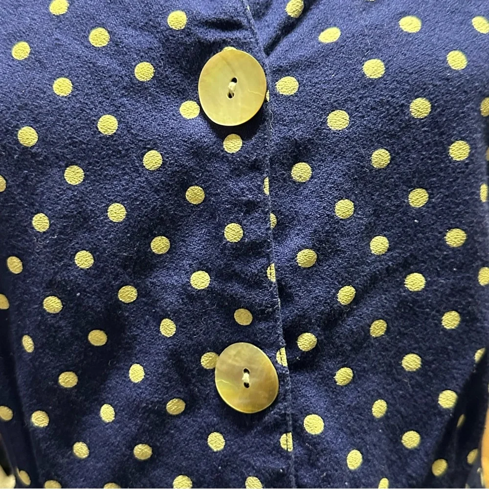 April Cornell Blue White Polka Dot Midi Dress Tie Waist 100% Cotton Large India - Picture 11 of 13